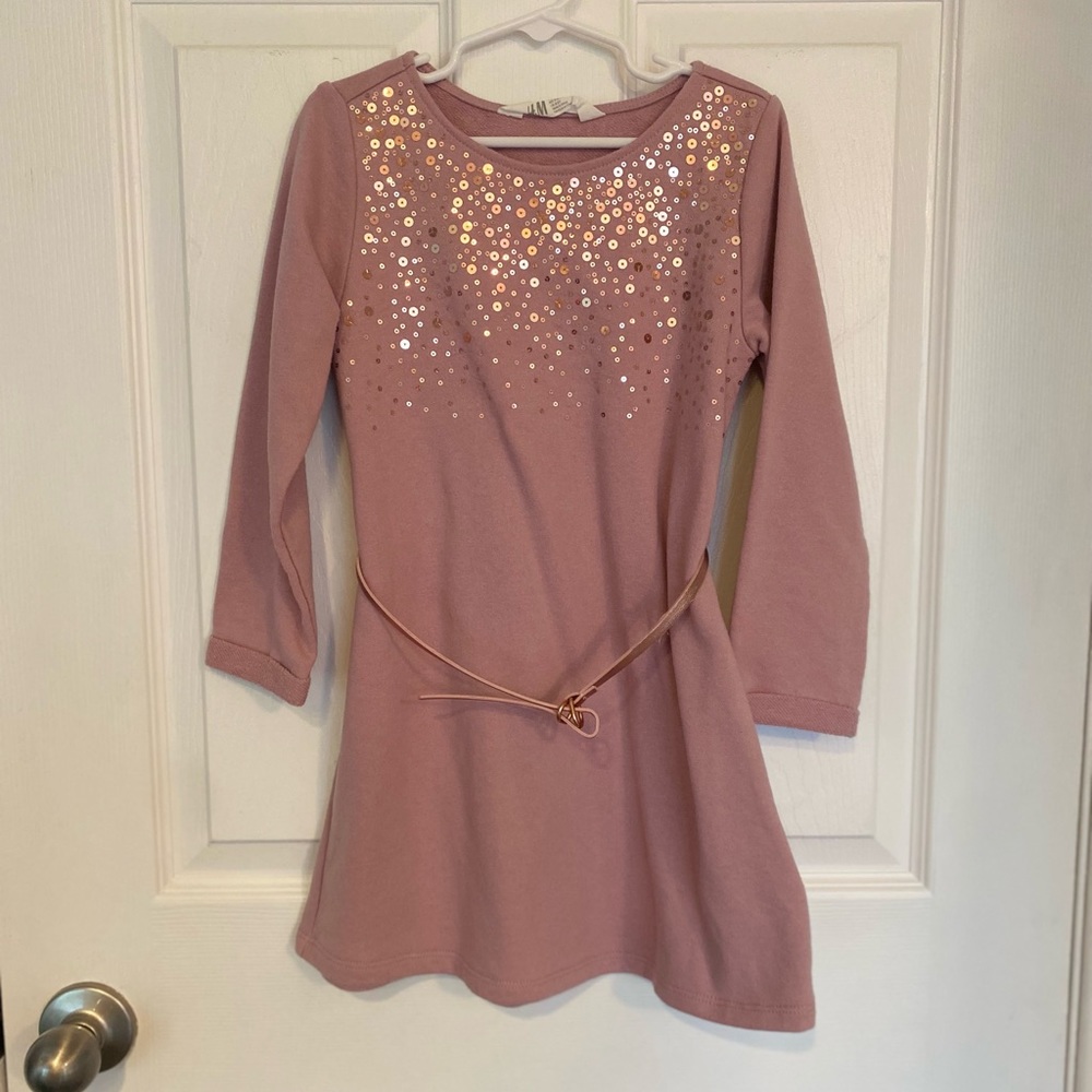 H&M girls dress with belt - size 5T/6